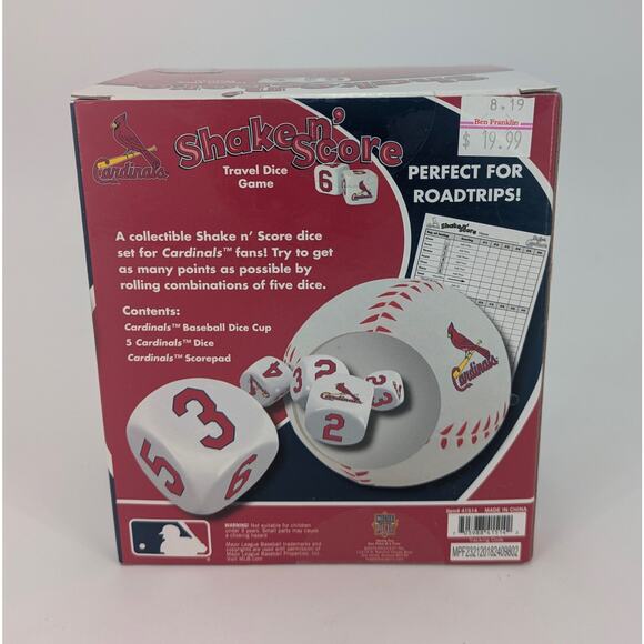 St. Louis Cardinals Travel Dice Game Shake N' Score Baseball Team MLB Themed New - Picture 3 of 8